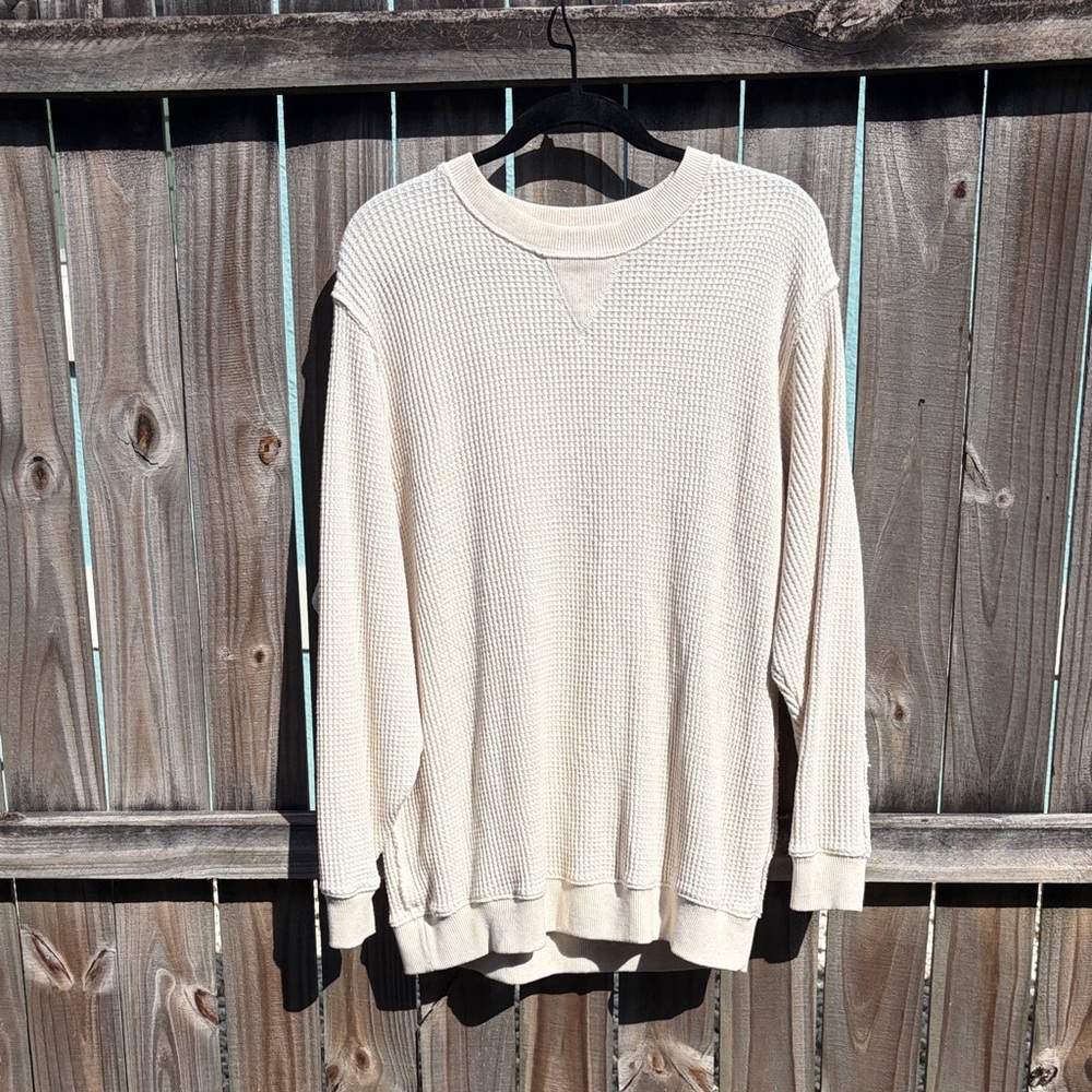 Aerie Women’s Cream Waffle Knit Crewneck Sweatshirt